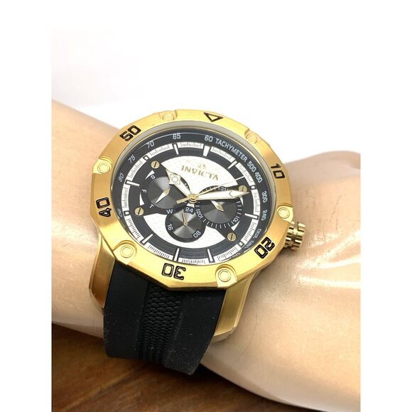 Invicta Men's Watch 45741 Pro Diver Quartz Gold Black Rubber Strap 50mm - Picture 6 of 15